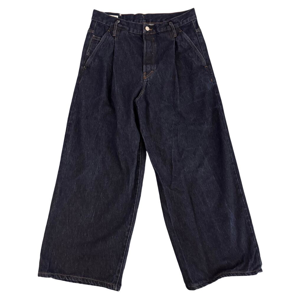 Dries Van Noten Pleated Jeans Dark Wash Wide Leg Sz 32